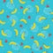 Seamless pattern banana and watermelon fruit with light blue background