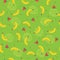 Seamless pattern banana and watermelon fruit with light green background