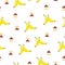 Seamless pattern with bananas and brown triangles vector