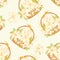 Seamless pattern with basket of blooming lilies.