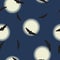 Seamless pattern Bat silhouette and fullmoon on blue, vector
