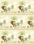 Seamless pattern of bear cartoon climb coconut tree in garden with its friends