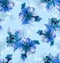 Seamless pattern with beautiful big flowers on blue background. Patch for fabric textile prints.