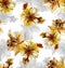 Seamless pattern with beautiful big flowers on white background. Patch for fabric textile prints.