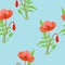 Seamless pattern with beautiful bright summer poppies.