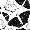 Seamless pattern with beautiful butterflies with starry sky inside in black and white colors