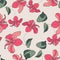 Seamless pattern. Beautiful fabric blooming realistic isolated flowers. Vintage background. Hibiscus heliotrope wildflowers branch