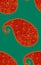 Seamless pattern of beautiful paisley cucumbers Turkish, Indian, Persian