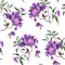 Seamless pattern with beautiful purple peonies on white background. Watercolor painting.