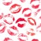 Seamless pattern with beautiful red colors lips prints