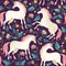 Seamless pattern with beautiful unicorns. Vector magic background for kids design.