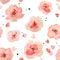 Seamless pattern with beautiful watercolor flowers on white background, vector illustration