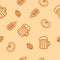 Seamless pattern of beers, ears, hop, pretzels