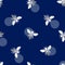 Seamless pattern with bees on blue background. Adorable cartoon wasp characters. Template design for invitation, cards