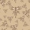 Seamless pattern beige color. Sea animal. Glaucus atlanticus. Sketch scratch board imitation.