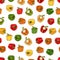 Seamless pattern of bell peppers. Vector illustration. Cartoon style.