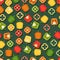 Seamless pattern of bell peppers. Vector illustration. Flat style.