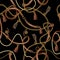 Seamless pattern with belts, chain and braid for fabric design. Vector.