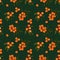 Seamless pattern with berries and branches of sea buckthorn. Sea buckthorn on a green background. Fashionable textile, fabric, pac