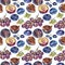 Seamless pattern with berries drawn by hand with colored pencil