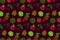 Seamless pattern with berries on purple background