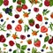 Seamless pattern with berries raspberries, cloudberries, blueberries, blueberries, strawberries,sea-buckthorn on a white backgroud