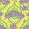 seamless pattern with beutiful peonies and mendi style deorative frames