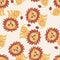 Seamless pattern with big cute lions