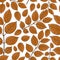 Seamless pattern of birch, honeysuckle brown leaves