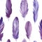 Seamless pattern bird feathers, watercolor illustration