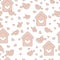 Seamless pattern with birds, birdhouses and hearts