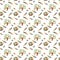 Seamless pattern with birds on the tree, nest with eggs and feathers