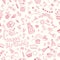 Seamless pattern with Birthday elements. Birthday party background. Hand drawn