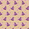 A seamless pattern with with birthday hats on colourful polka dot background