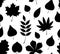 Seamless pattern with black autumn leaves