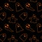 Seamless pattern black background with orange endless ghost on halloween festive.