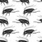 Seamless pattern with black cockroaches.