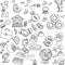 Seamless pattern of black doodles on business theme 3