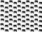 Seamless pattern of black elephant silhouettes on a white background.