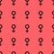 Seamless pattern with black female symbols. Female signs same sizes. Pattern on red background. Vector illustration