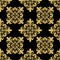 Seamless pattern black gold shimmer color, luxury tile mosaic arabesque symmetrical glitter square pattern for design