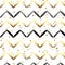 Seamless Pattern - Black and gold stripes on gold conftti and white background