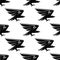 Seamless pattern with black hawks birds