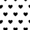 Seamless Pattern with Black Heart Shapes on Transparent Background