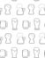 Seamless pattern with black outline beer mugs on white background. Beer day, party