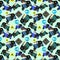 Seamless pattern of black, queen blue, myrtle green, ultramarine blue color auto rickshaw with davys grey color traffic light pole
