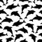 Seamless pattern with black silhouette dolphins on white. design for holiday greeting card and invitation of baby shower, birthday