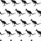 Seamless Pattern With Black Silhouette Kangaroo Animals Ornament