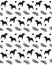 Seamless pattern of black Swedish horse and leaves