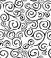 Seamless pattern with black swirl ornament on white